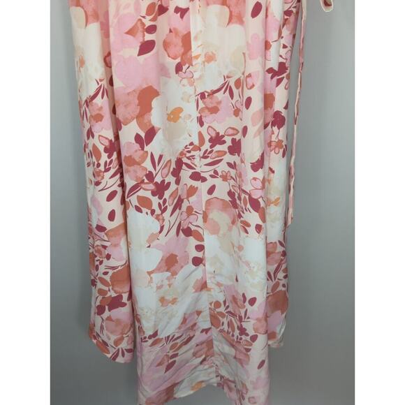 Luxology Floral Button Front Hi Lo Hem Button Down Bohemian Dress Women's L NWT - Picture 9 of 11